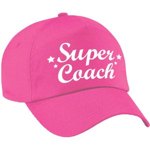Super coach cadeau pet / baseball cap roze voor dames en heren - kado voor een coach