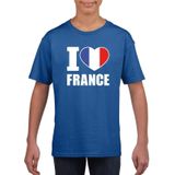 Blauw I love France supporter shirt kinderen - Frankrijk shirt jongens en meisjes
