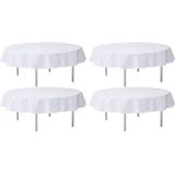 4x Bruiloft witte ronde tafelkleden/tafellakens 240 cm non woven polypropyleen - Huwelijk/trouwerij decoratie tafelkleden Opaque