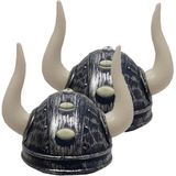 2x stuks viking verkleed helm met hoorns - Carnaval verkleed hoeden