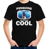 Dieren pinguins t-shirt zwart kinderen - penguins are serious cool shirt  jongens/ meisjes - cadeau shirt pinguin/ pinguins liefhebber - kinderkleding / kleding