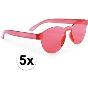 5x Rode verkleed zonnebril voor volwassenen - Feest/party bril rood