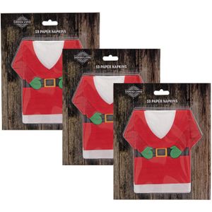 30x stuks kerst thema servetten kerstman trui 22 x 34 cm - Kerstdiner tafeldecoratie versieringen