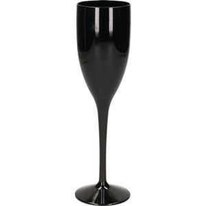 Onbreekbaar champagne/prosecco glas zwart kunststof 15 cl/150 ml - Onbreekbare champagne glazen/flutes