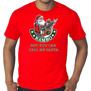 Grote maten fout Kerstshirt / Kerst t-shirt Rambo but you can call me Santa rood voor heren - Kerstkleding / Christmas outfit