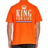 Koningsdag poloshirt / polo t-shirt King for life oranje voor heren - Koningsdag kleding/ shirts