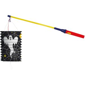 Lampionstokje 50 cm - met spook lampion - zwart - H18 cm - Sint Maarten