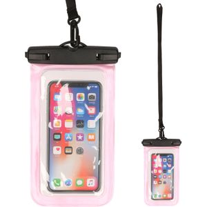 Bellatio design waterdicht telefoonhoesje - 2 st - roze - voor alle schermen tot 6 inch
