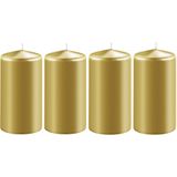 8x Metallic gouden cilinderkaarsen/stompkaarsen 6 x 12 cm 45 branduren - Geurloze kaarsen metallic goud - Woondecoraties