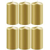 8x Metallic gouden cilinderkaarsen/stompkaarsen 6 x 12 cm 45 branduren - Geurloze kaarsen metallic goud - Woondecoraties