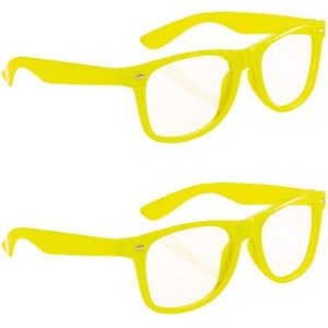 10x stuks neon verkleed party brillen fel geel voor volwassenen