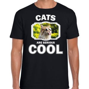 Dieren katten t-shirt zwart heren - cats are serious cool shirt - cadeau t-shirt gekke poes/ katten liefhebber