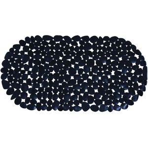 MSV Douche/bad anti-slip mat - badkamer - pvc - zwart - 35 x 68 cm - zuignappen - steentjes motief
