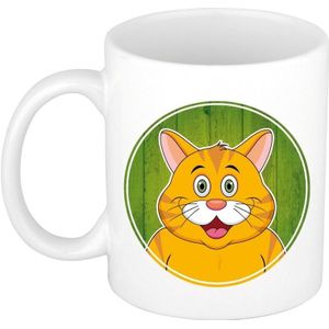 1x Rode katten beker / mok - 300 ml - poezen dieren mok voor kinderen