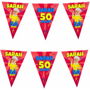 50 Sarah party vlaggenlijn 10 meter - 50 jaar verjaardag feestartikelen
