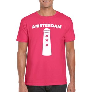 Gay Pride Amsterdam shirt roze met Amsterdammertje heren