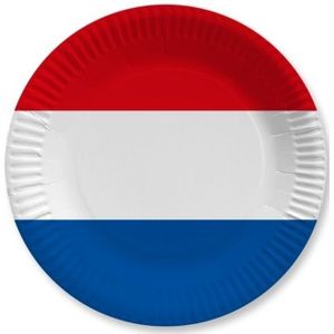 Holland rood wit blauw wegwerp bordjes 20 stuks - Holland/ Koningsdag thema versiering