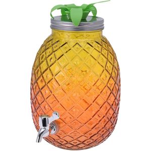 Glazen drank dispenser ananas geel/oranje 4,7 liter - Dranken serveren - Drankdispensers
