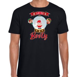 Bellatio Decorations fout kersttrui t-shirt heren - Kerstman sneeuwbol - zwart - Shake Your Booty
