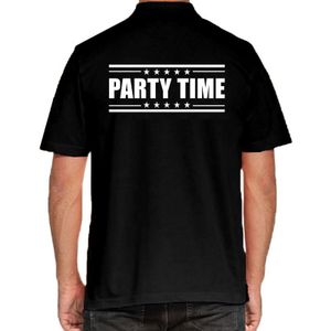 Party Time poloshirt zwart voor heren - Party Time feest polo t-shirt