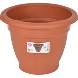 Set van 5x stuks terra cotta kleur ronde plantenpot/bloempot kunststof diameter 25 cm - Plantenbakken/bloembakken voor buiten