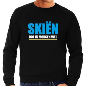 Apres ski trui Skien doe ik morgen wel zwart  heren - Wintersport sweater - Foute apres ski outfit/ kleding/ verkleedkleding