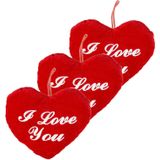 8x stuks pluche hartje rood met tekst I love you - Valentijnsdag/moederdag cadeaus en feest versieringen