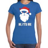 Devil Santa Kerstshirt / Kerst t-shirt hi its me blauw voor dames - Kerstkleding / Christmas outfit