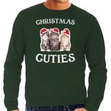 Kitten Kerstsweater / Kerst trui Christmas cuties groen voor heren - Kerstkleding / Christmas outfit