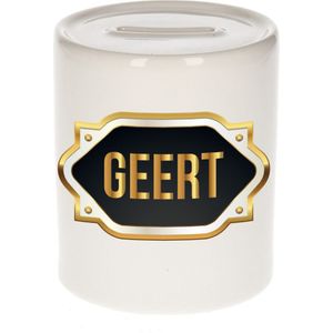 Geert naam cadeau spaarpot met gouden embleem - kado verjaardag/ vaderdag/ pensioen/ geslaagd/ bedankt