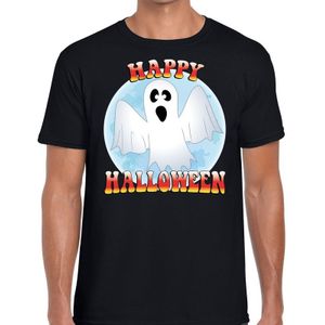 Happy Halloween spook verkleed t-shirt zwart voor heren - horror spook shirt / kleding / kostuum