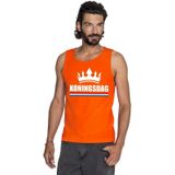 Oranje Koningsdag kroon tanktop shirt/ singlet heren - Oranje Koningsdag kleding