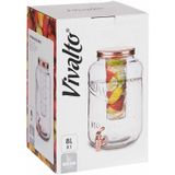 Glazen drankdispenser/limonadetap met koper kleur dop/tap 8 liter - Tapkraantje - 21 x 32 cm