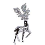 10x Kerstboomhangers zilveren rendieren 16 cm kerstversiering - Zilveren kerstversiering/boomversiering