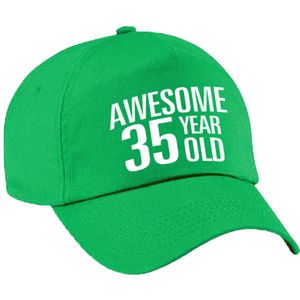 Awesome 35 year old verjaardag pet / cap groen voor dames en heren - baseball cap - verjaardags cadeau - petten / caps