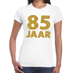 85 jaar goud glitter verjaardag t-shirt wit dames - verjaardag shirts