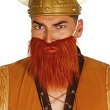 Carnaval verkleed set voor heren - Viking - helm en baard - roodbruin - polyester