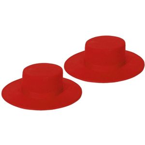 2x stuks Spaanse verkleed hoed rood voor volwassenen - Spanje thema carnaval accessoires