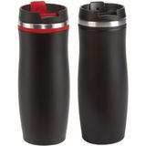 Cuisine - 2x isoleer/warmhoudbekers zwart en zwart/rood kleur 400 ml