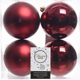 Kerstversiering kunststof kerstballen met glazen piek donkerrood 6-8-10 cm pakket van 45x stuks - Kerstboomversiering