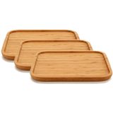 3x stuks bamboe houten broodplanken/serveerplanken vierkant 25 cm - Dienbladen van hout