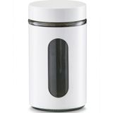 2x Witte voorraadblikken/potten met venster 900 ml - Keukenbenodigdheden - Bewaarpotten/voorraadpotten - Voedsel bewaren