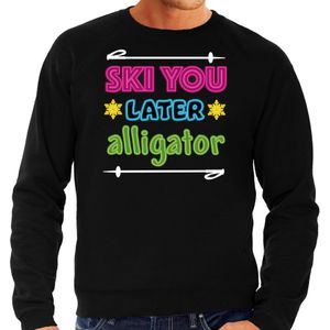 Bellatio Decorations Apres ski sweater voor heren - ski you later alligator - zwart - wintersport