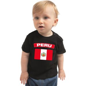 Peru baby shirt met vlag zwart jongens en meisjes - Kraamcadeau - Babykleding - Peru landen t-shirt