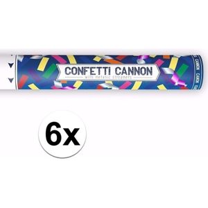 6x Confetti kanon metallic kleuren mix 40 cm - confetti shooter / party popper