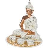 Boeddha beeld voor binnen 29 cm met 30x geurkaarsen lavendel - Buddha beeldje met theelichtjes/waxinelichtjes