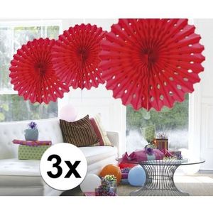 3x Decoratie waaier rood 45 cm