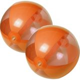 2x stuks opblaasbare strandballen plastic oranje 28 cm - Strand buiten zwembad speelgoed