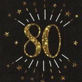Verjaardag feest servetten leeftijd - 50x7 - 80 jaar - goud - 33 x 33 cm