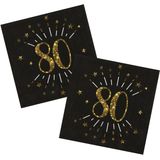 Verjaardag feest servetten leeftijd - 50x7 - 80 jaar - goud - 33 x 33 cm